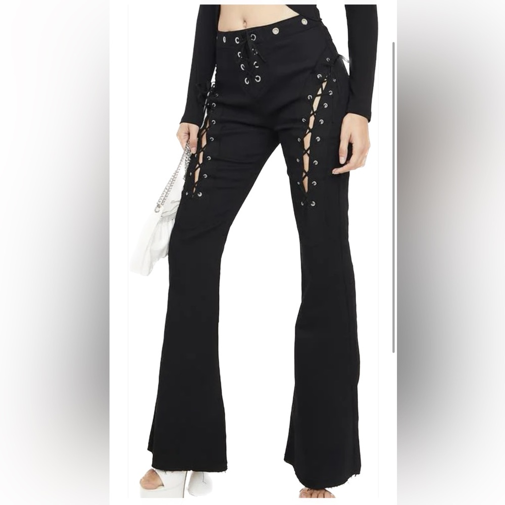 The Kript Lace Up Flare pants in black size xs these are super trendy! No flaws!